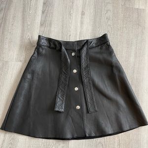 Maje button up leather skirt